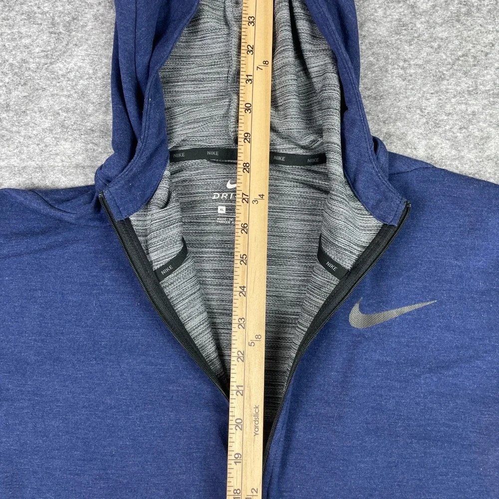 Nike Hoodie Mens XL Blue Rayon Dri-Fit Full Zip Training Sweatshirt 742210-429